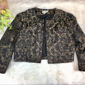 Ann Taylor jacquard bolero/shrug (black and gold)